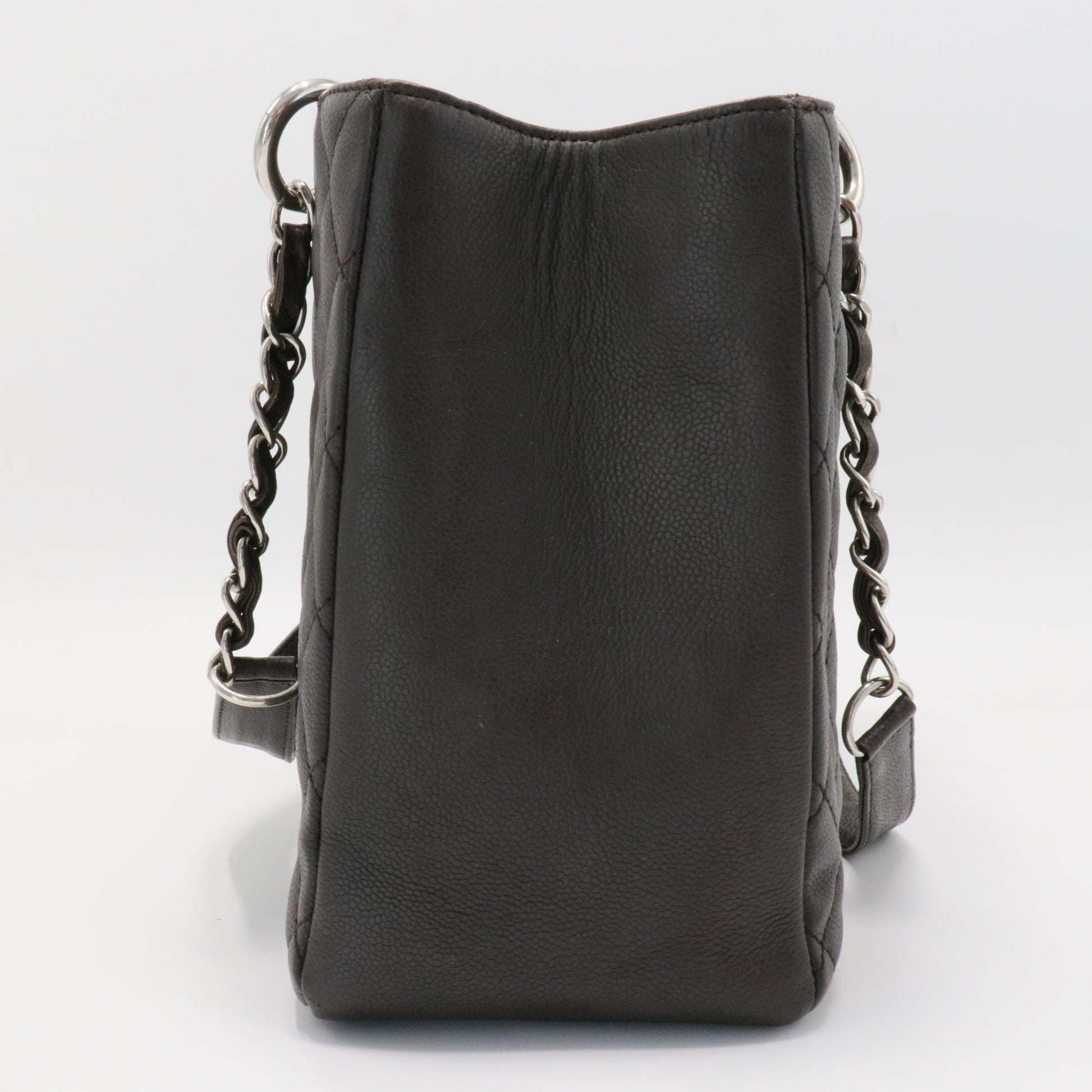 Caviar Quilted Grand Shopping Tote GST Dark Brown