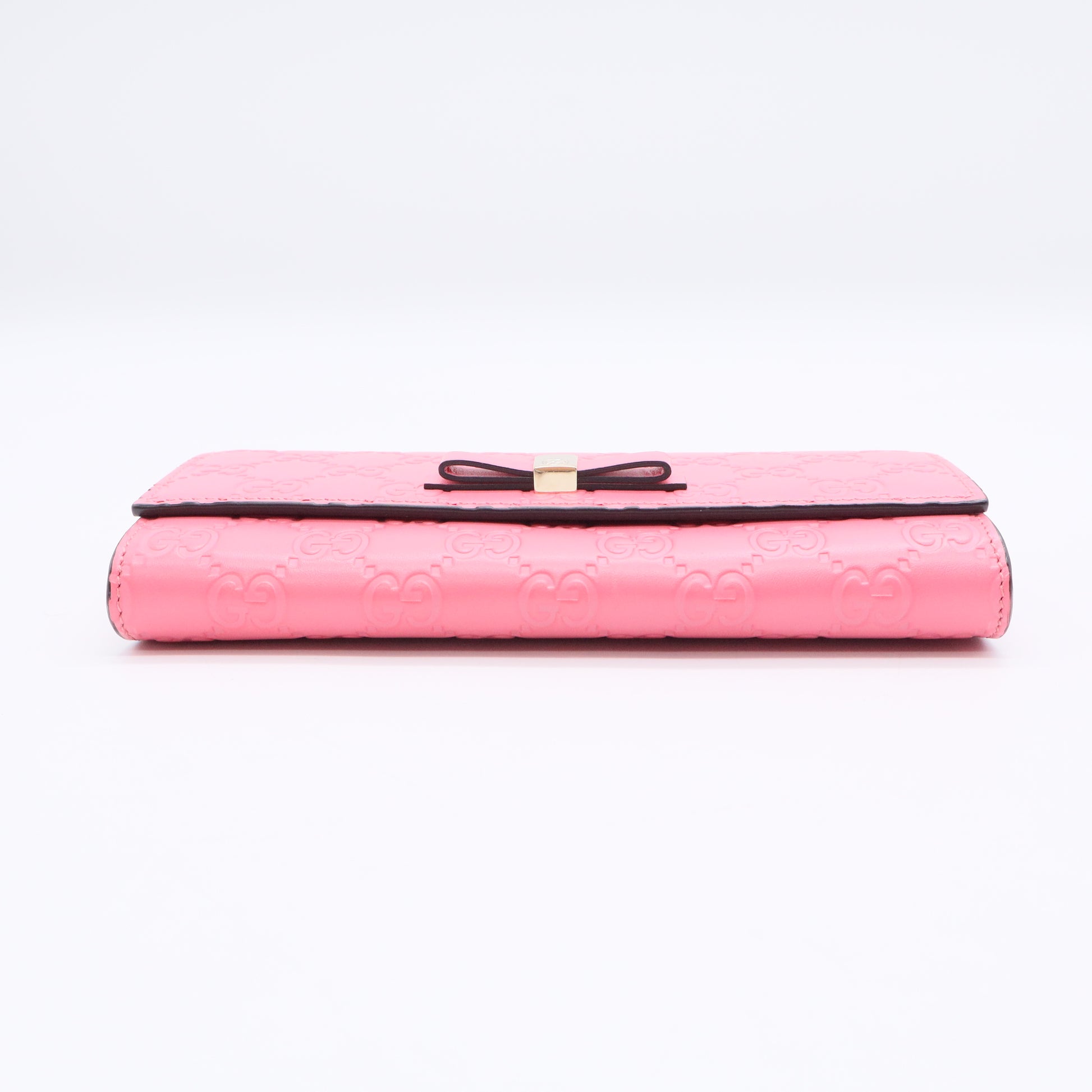 Pink Guccissima Leather Mayfair Bow Continental Flap Wallet W20677