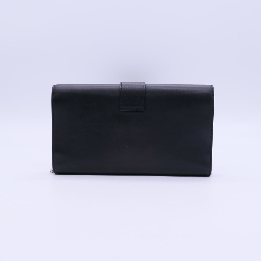 Yves Saint Laurent Black Calfskin Leather Ligne Y Clutch Bag Twins LDJ3952