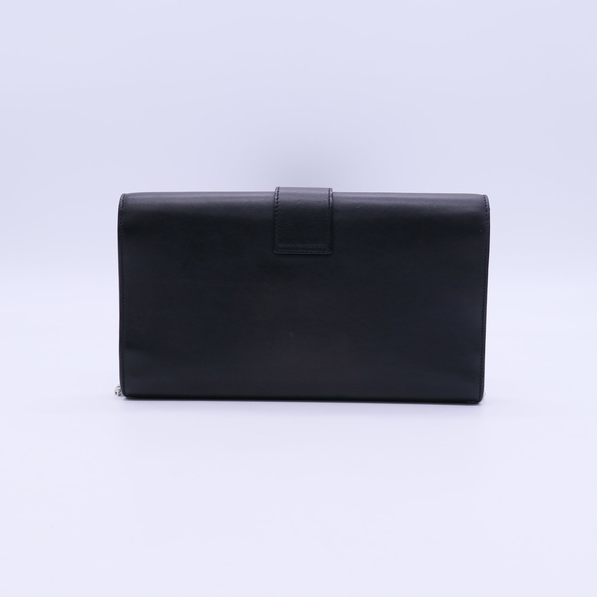 Yves Saint Laurent Black Calfskin Leather Ligne Y Clutch Bag Twins LDJ3952