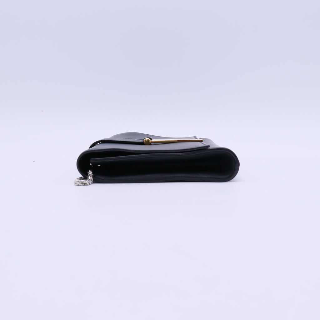 Yves Saint Laurent Black Calfskin Leather Ligne Y Clutch Bag Twins LDJ3952