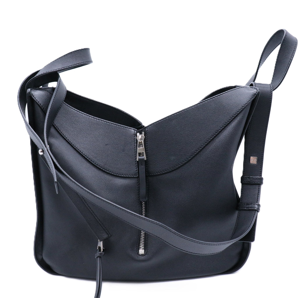 Calfskin Medium Hammock Shoulder Bag Black
