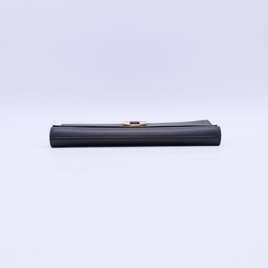 Yves Saint Laurent Black Calfskin Leather Ligne Y Clutch Bag Twins LDJ3952