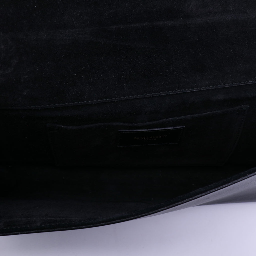 Yves Saint Laurent Black Calfskin Leather Ligne Y Clutch Bag Twins LDJ3952