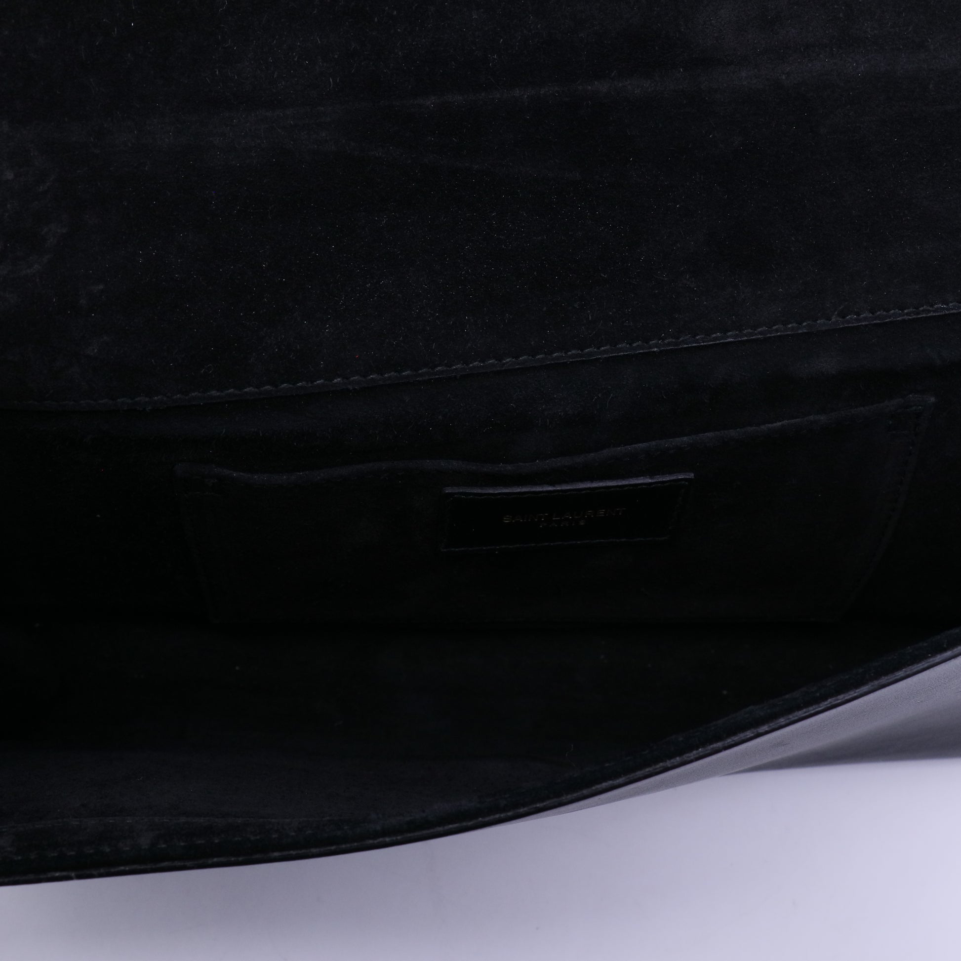 Yves Saint Laurent Black Calfskin Leather Ligne Y Clutch Bag Twins LDJ3952