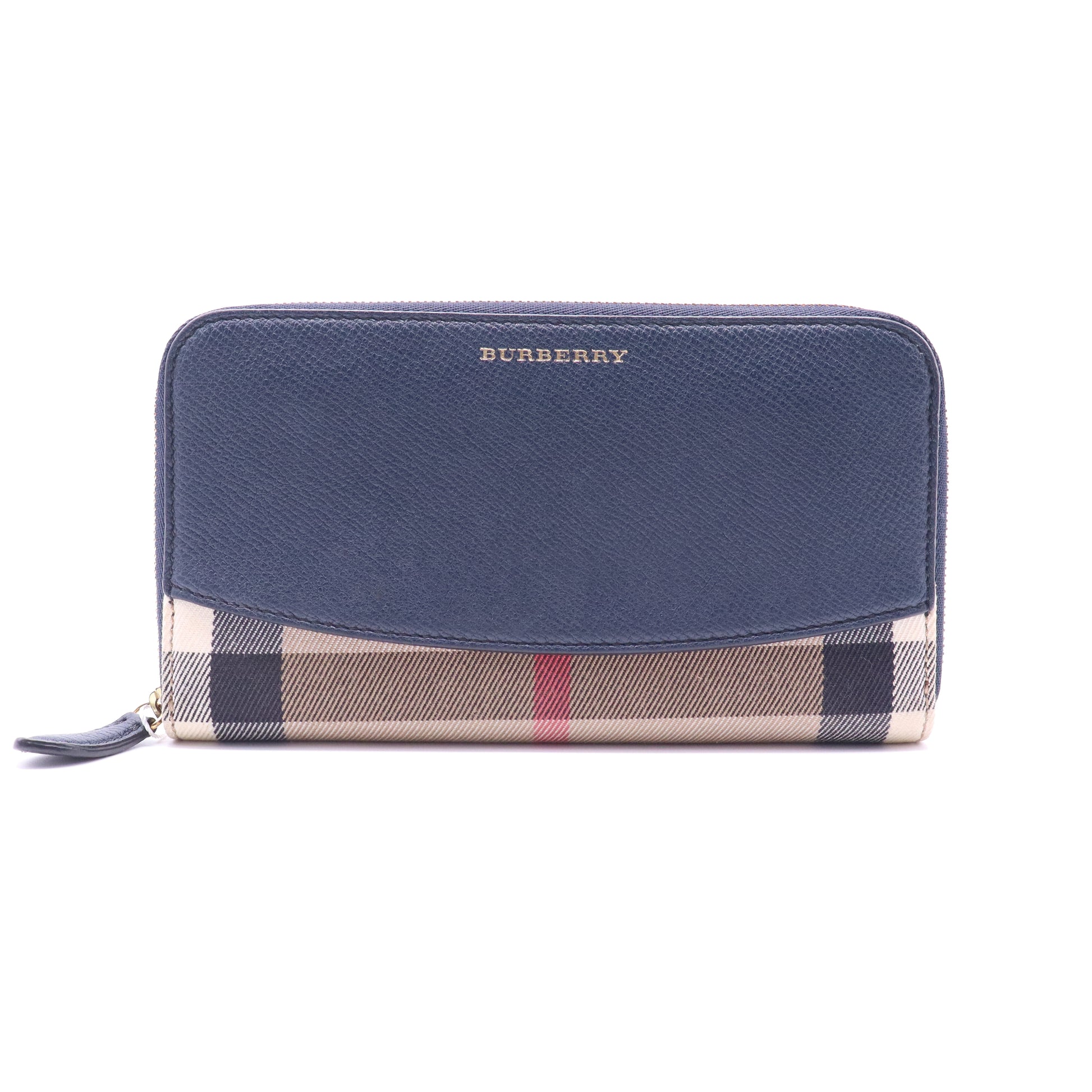 Burberry House Check Canvas Leather Zip Around Wallet W21322