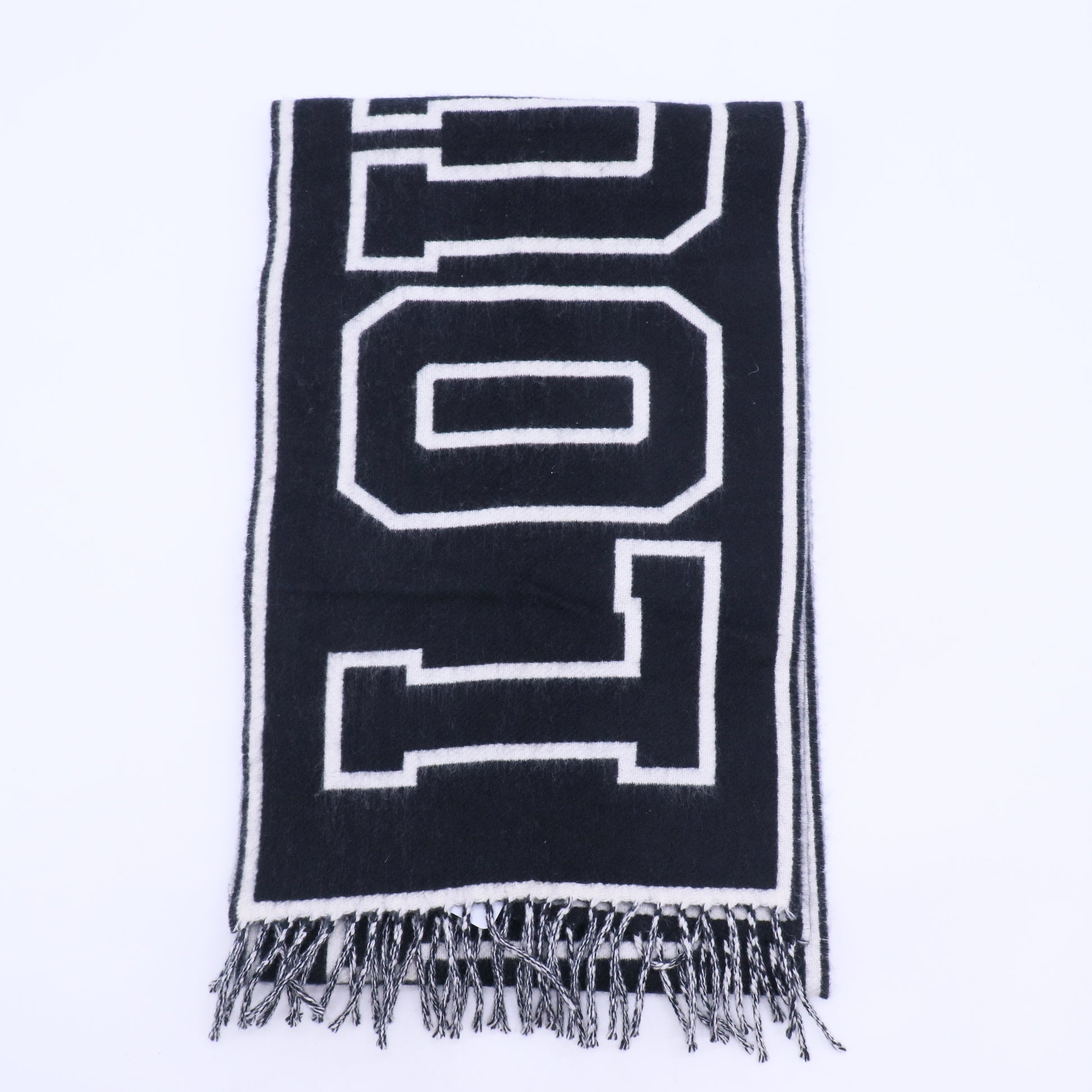 Bicolor Wool Cashmere Shawl Black White W20233