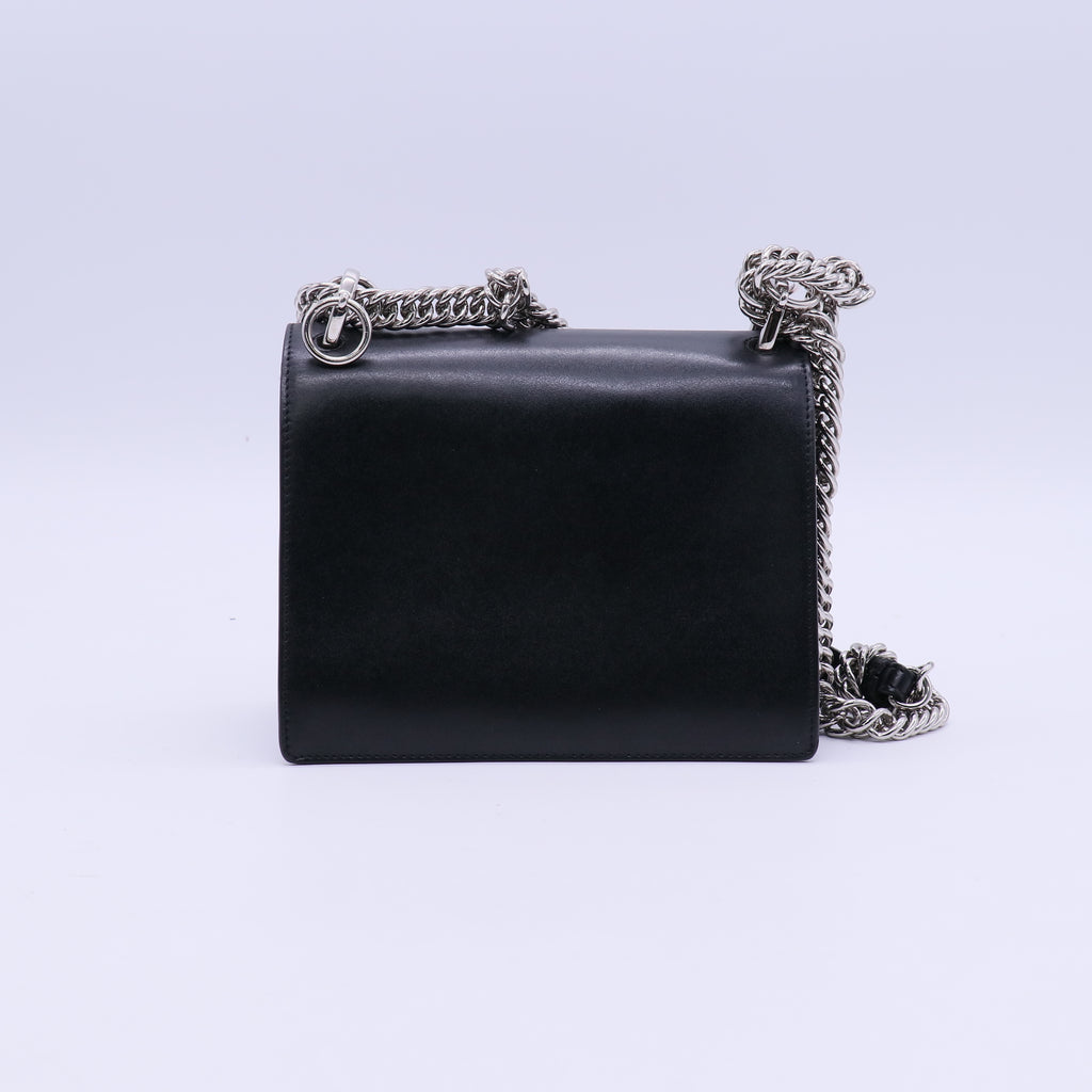 Fendi Vitello Liberty Metal Monster Eyes Small Kan I Shoulder Bag Black/Silver Twins LDJ3953