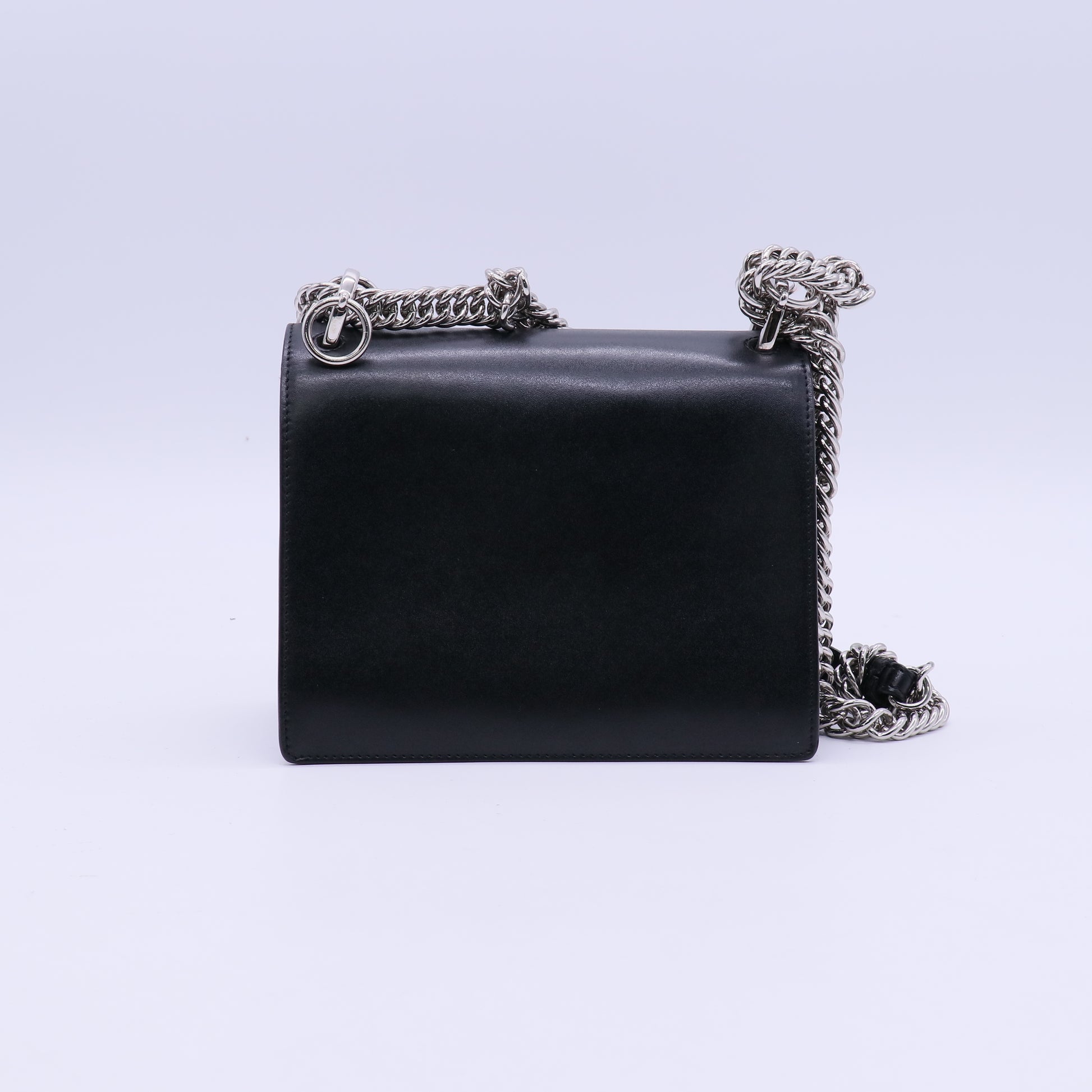 Fendi Vitello Liberty Metal Monster Eyes Small Kan I Shoulder Bag Black/Silver Twins LDJ3953