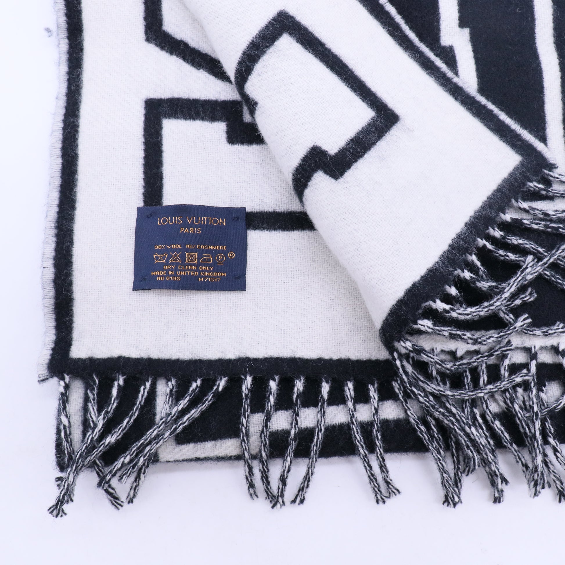 Bicolor Wool Cashmere Shawl Black White W20233