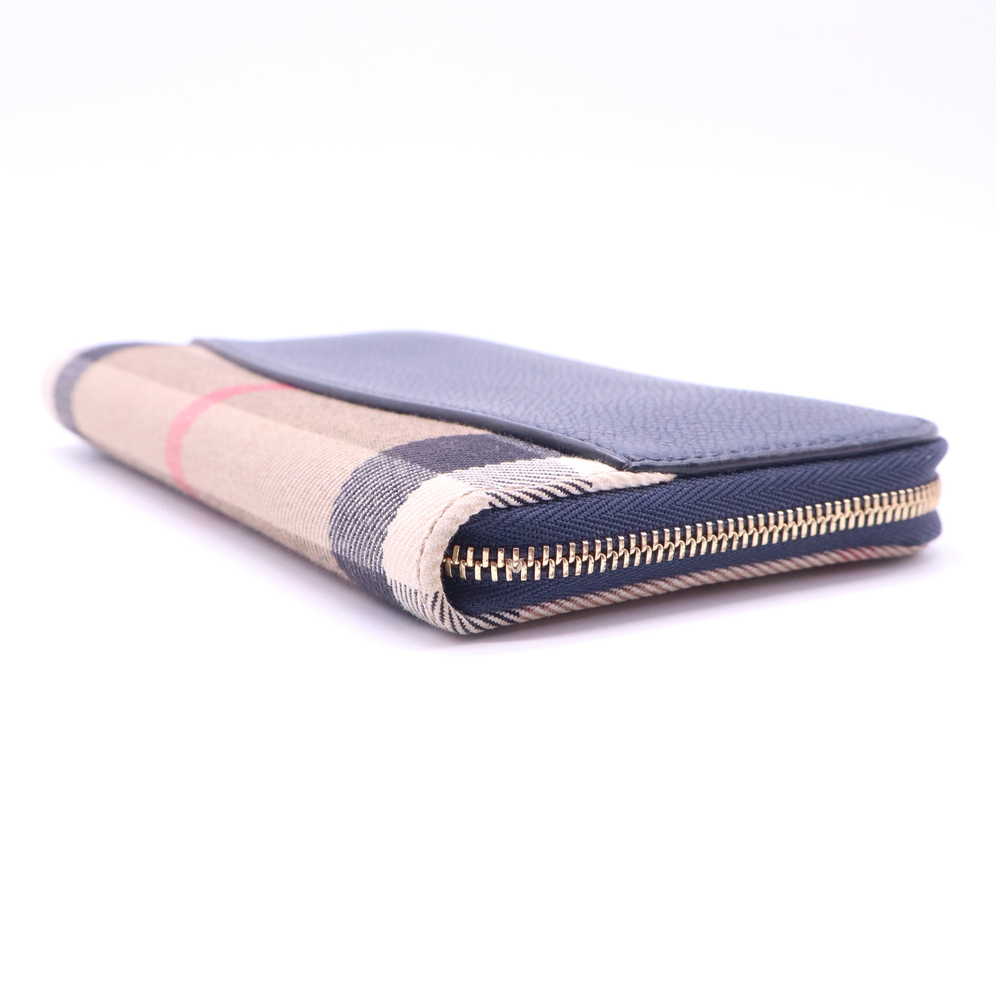 Burberry House Check Canvas Leather Zip Around Wallet W21322