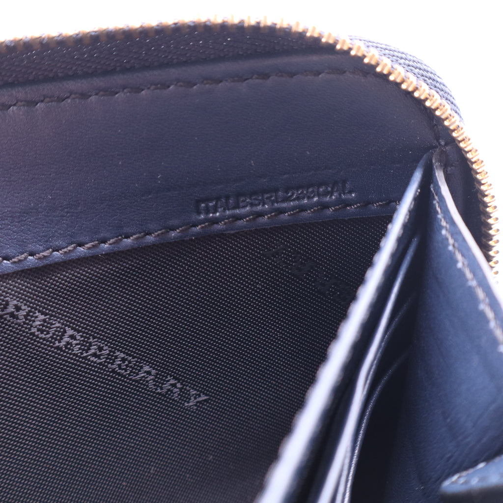 Burberry House Check Canvas Leather Zip Around Wallet W21322