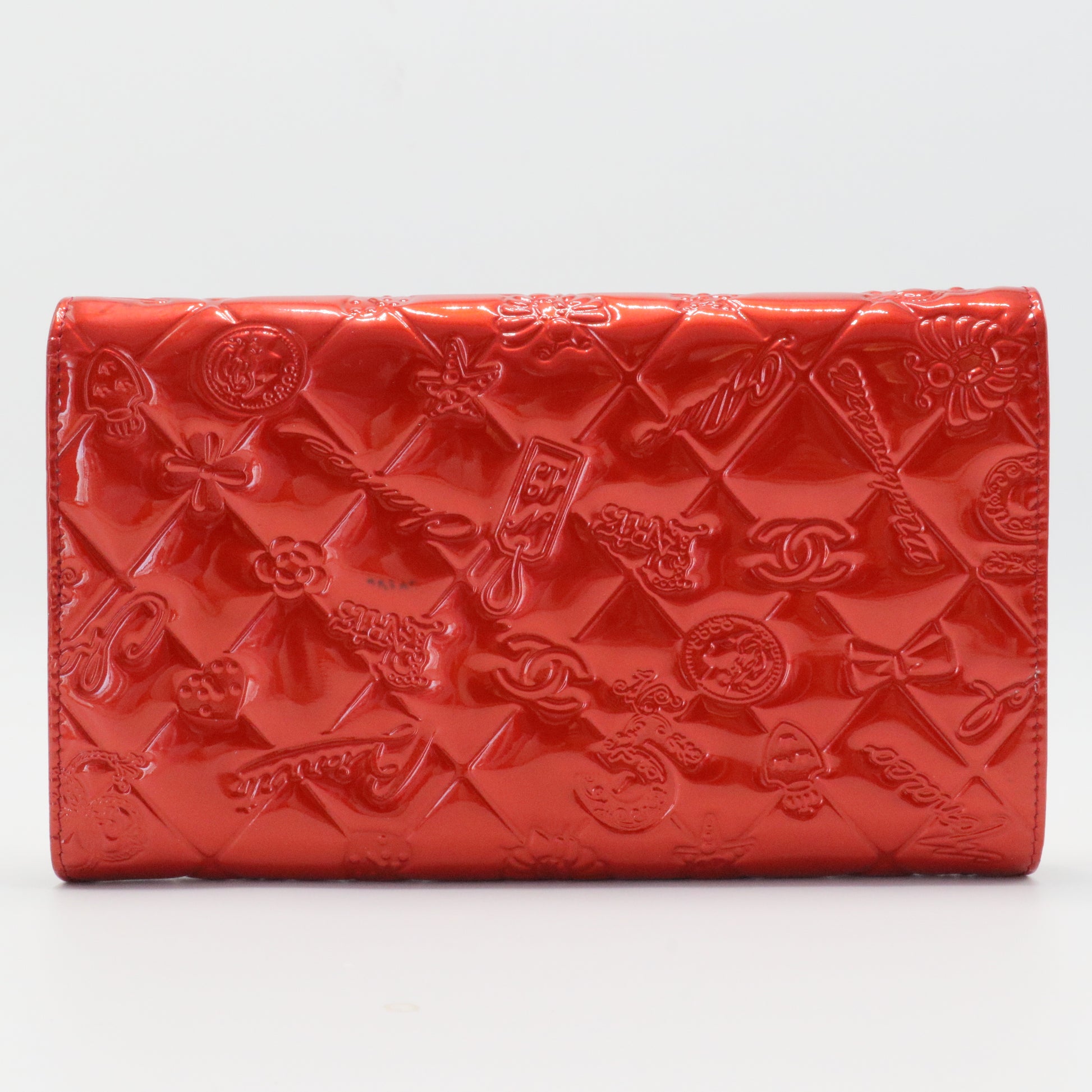 Lucky Symbols Wallet Embossed Quilted Patent Long
