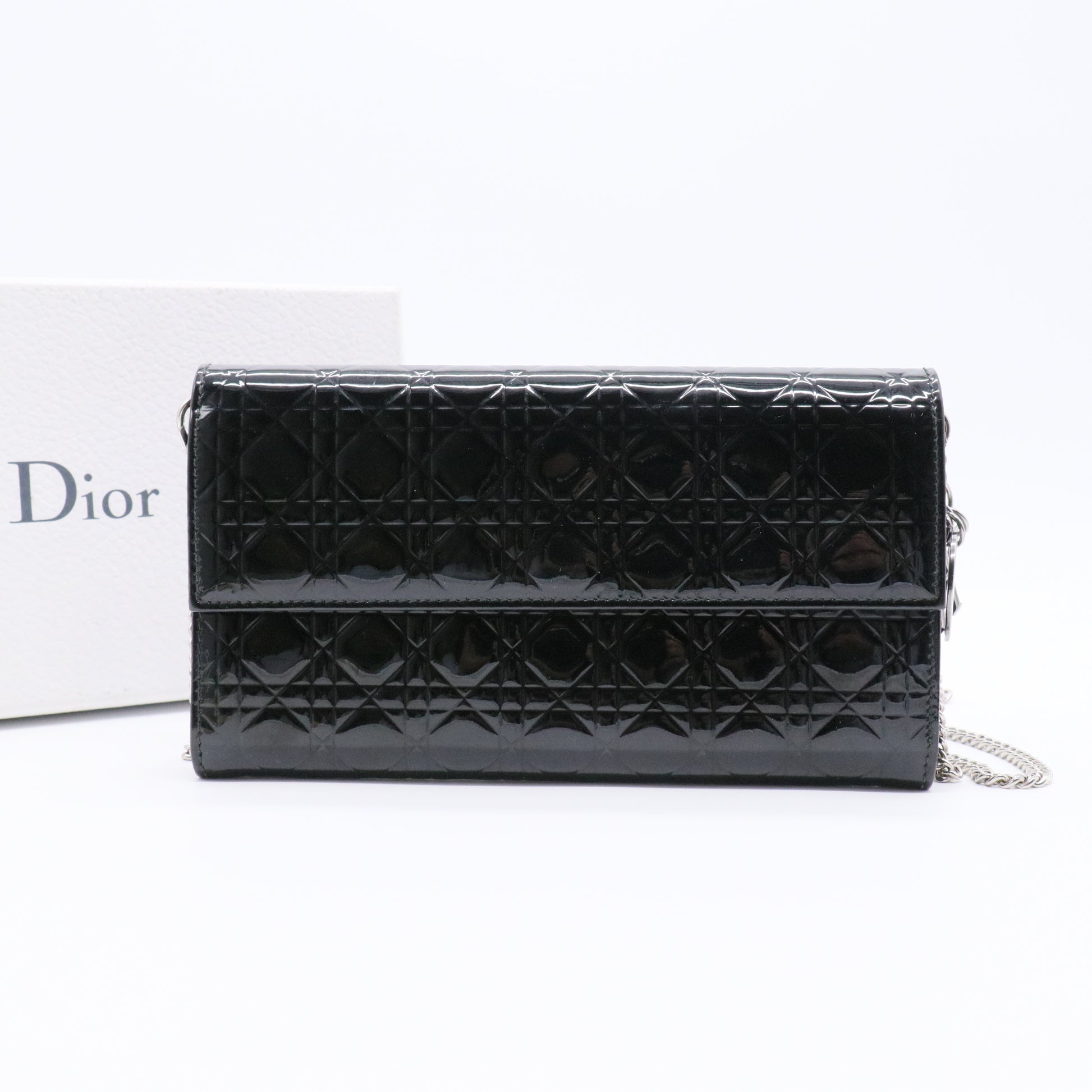 Lady Dior Clutch on Chain Cannage Quilt Patent
