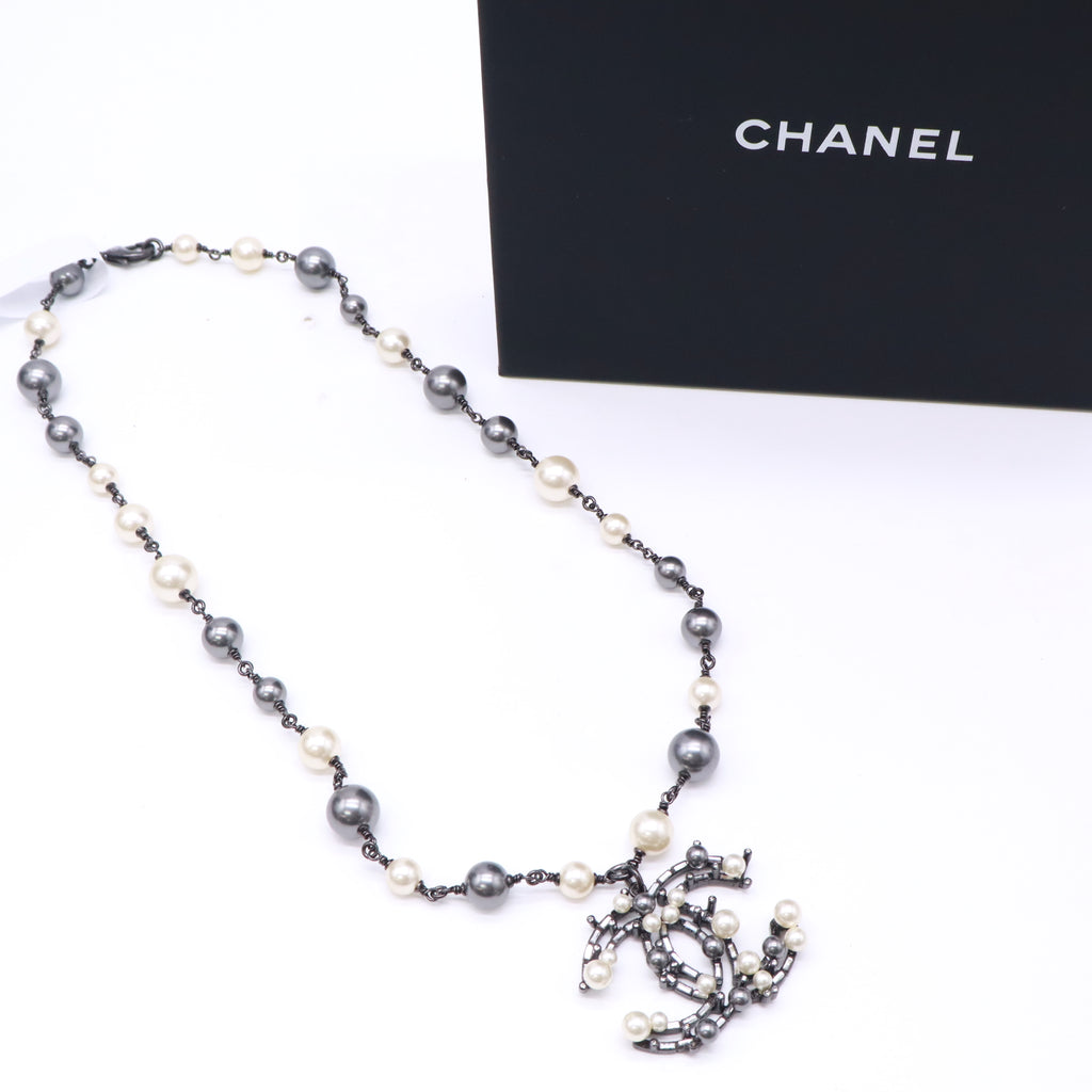 Chanel Coco Mark Ruthenium Necklace Twins W22949