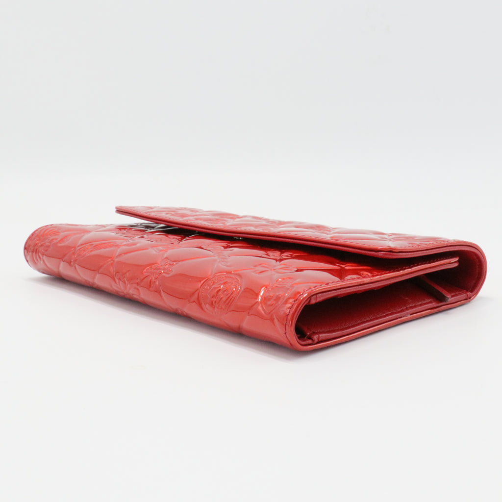 Lucky Symbols Wallet Embossed Quilted Patent Long