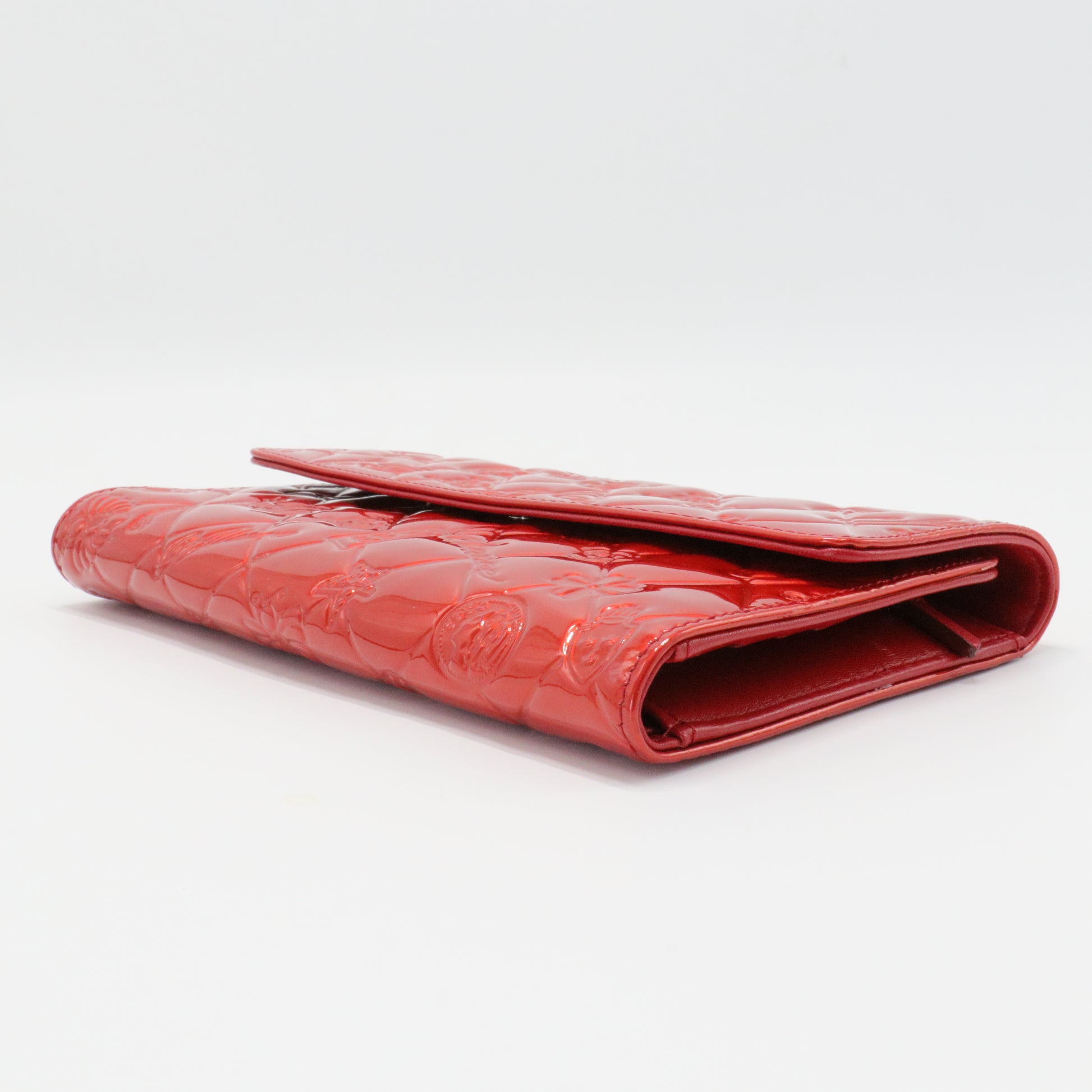 Lucky Symbols Wallet Embossed Quilted Patent Long