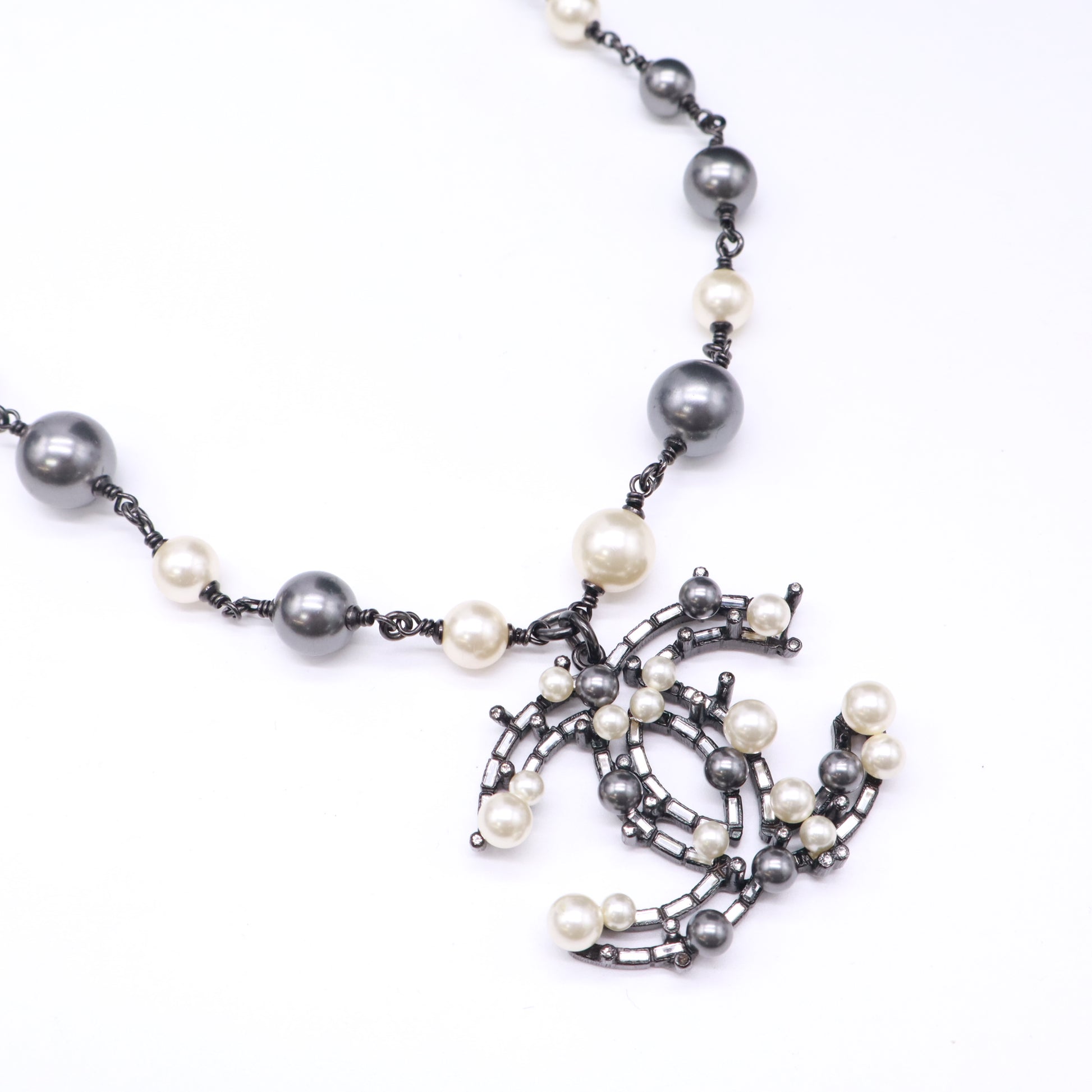 Chanel Coco Mark Ruthenium Necklace Twins W22949