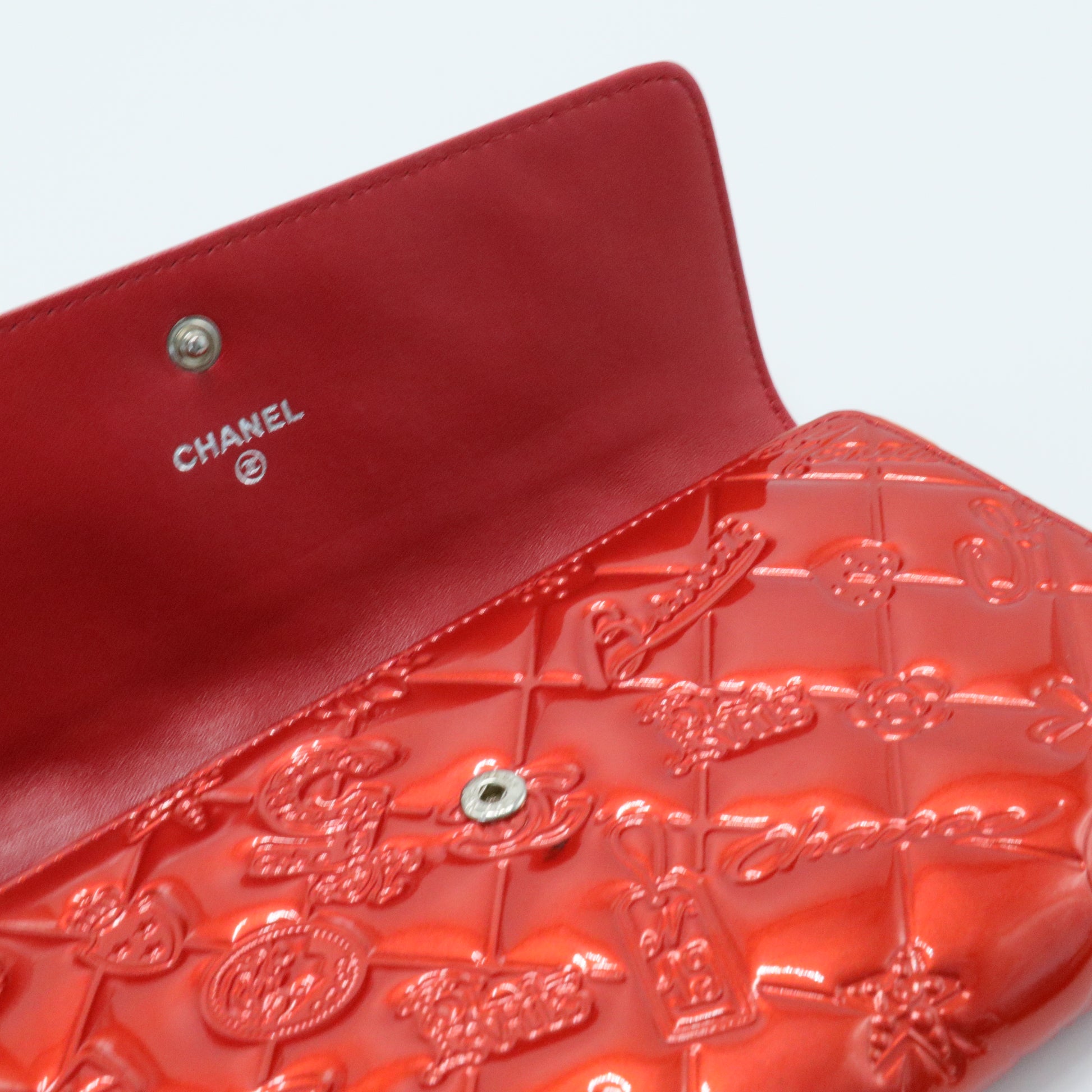 Lucky Symbols Wallet Embossed Quilted Patent Long