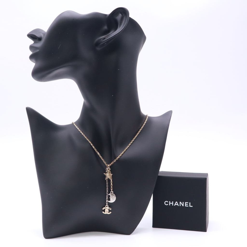 Chanel CC Star & Moon Pendant Necklace Twins W22959