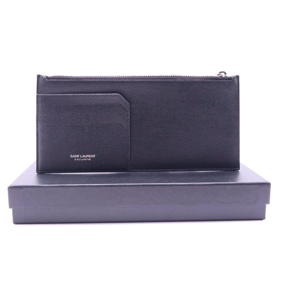 Saint Laurent Exclusive Grained Leather Fragment Zipped Card Case W21378