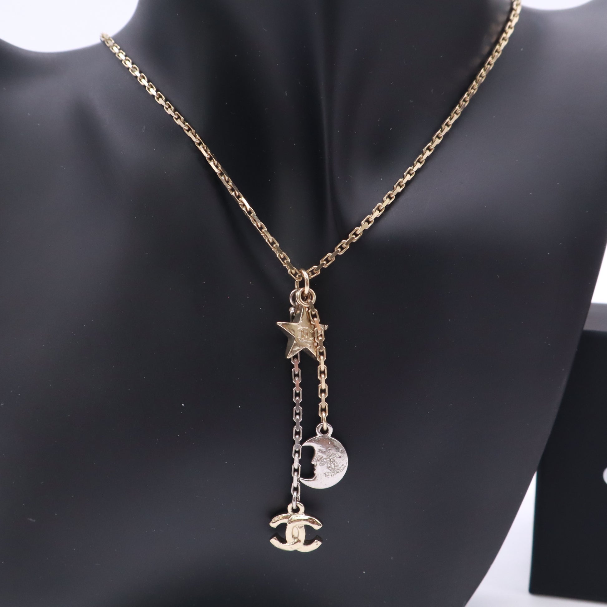Chanel CC Star & Moon Pendant Necklace Twins W22959