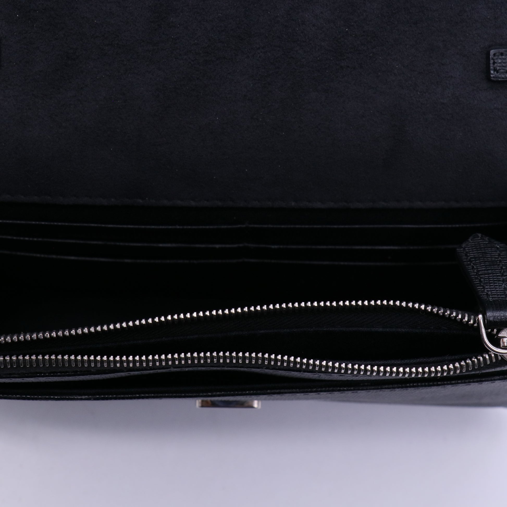 Fendi Black Saffiano Studded Leather Karlito Wallet On Chain Bag Twins LDJ3968