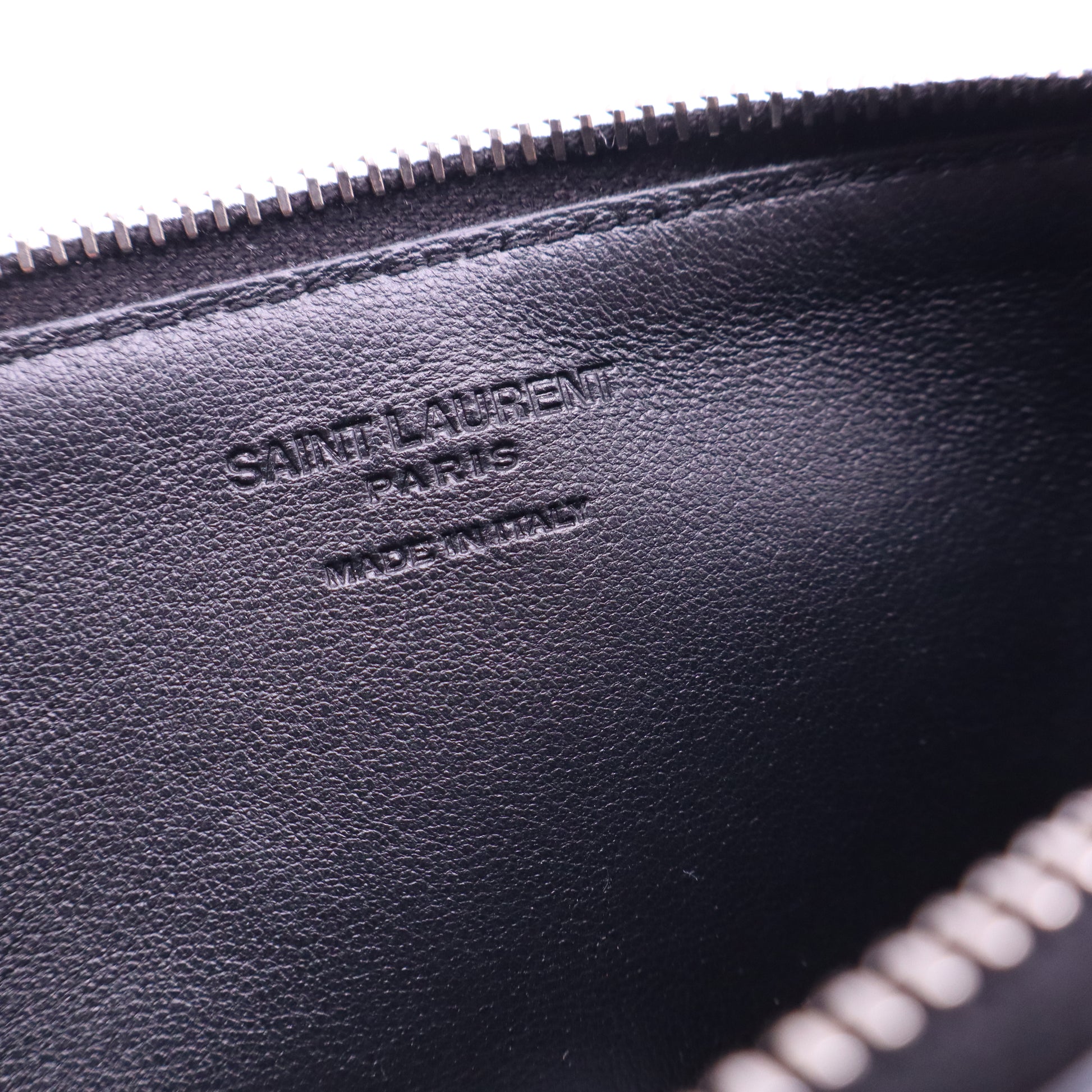 Saint Laurent Exclusive Grained Leather Fragment Zipped Card Case W21378