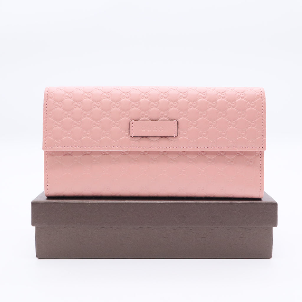 Pink Micro-Guccissima Leather Long Flap Wallet W20656