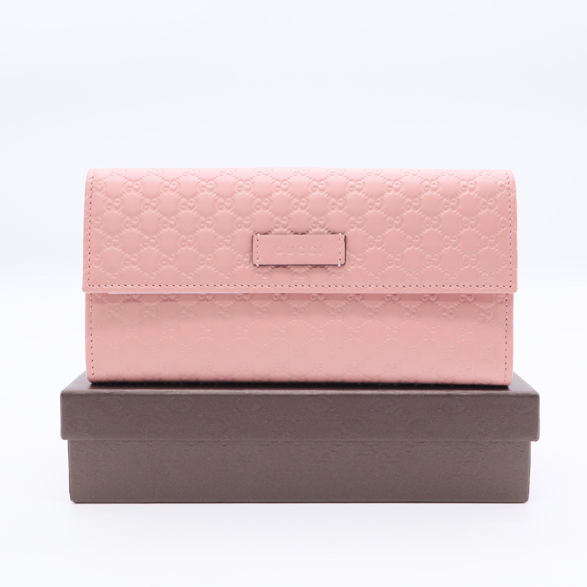 Pink Micro-Guccissima Leather Long Flap Wallet W20656