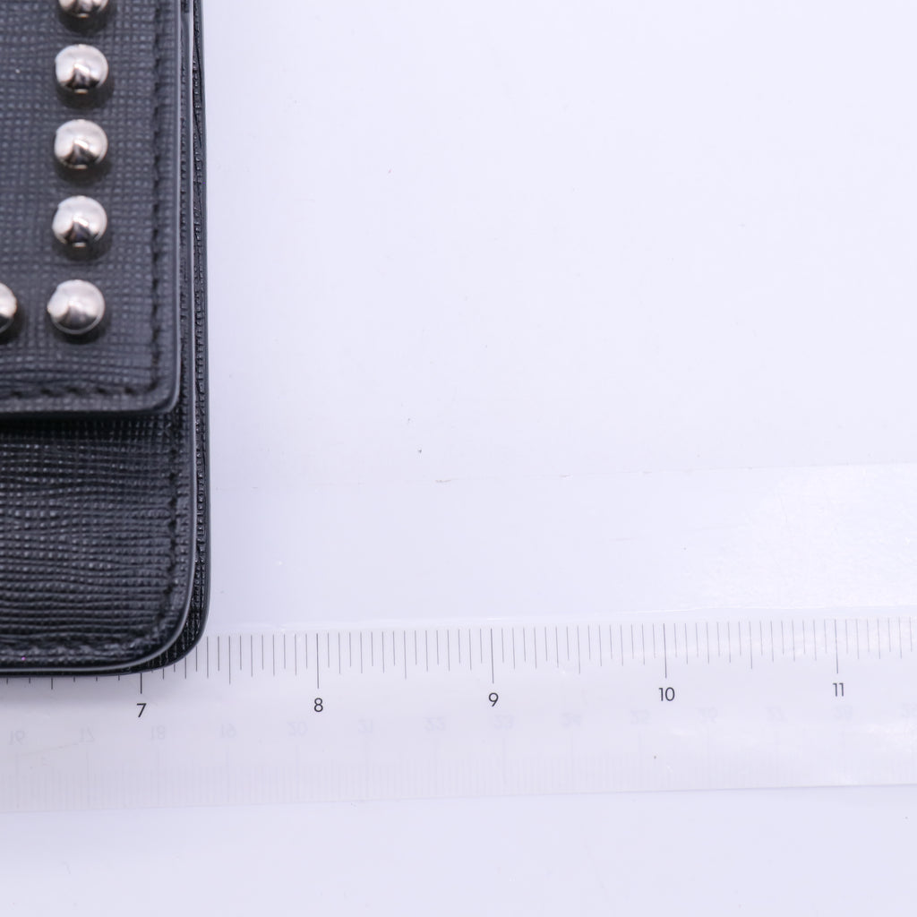 Fendi Black Saffiano Studded Leather Karlito Wallet On Chain Bag Twins LDJ3968