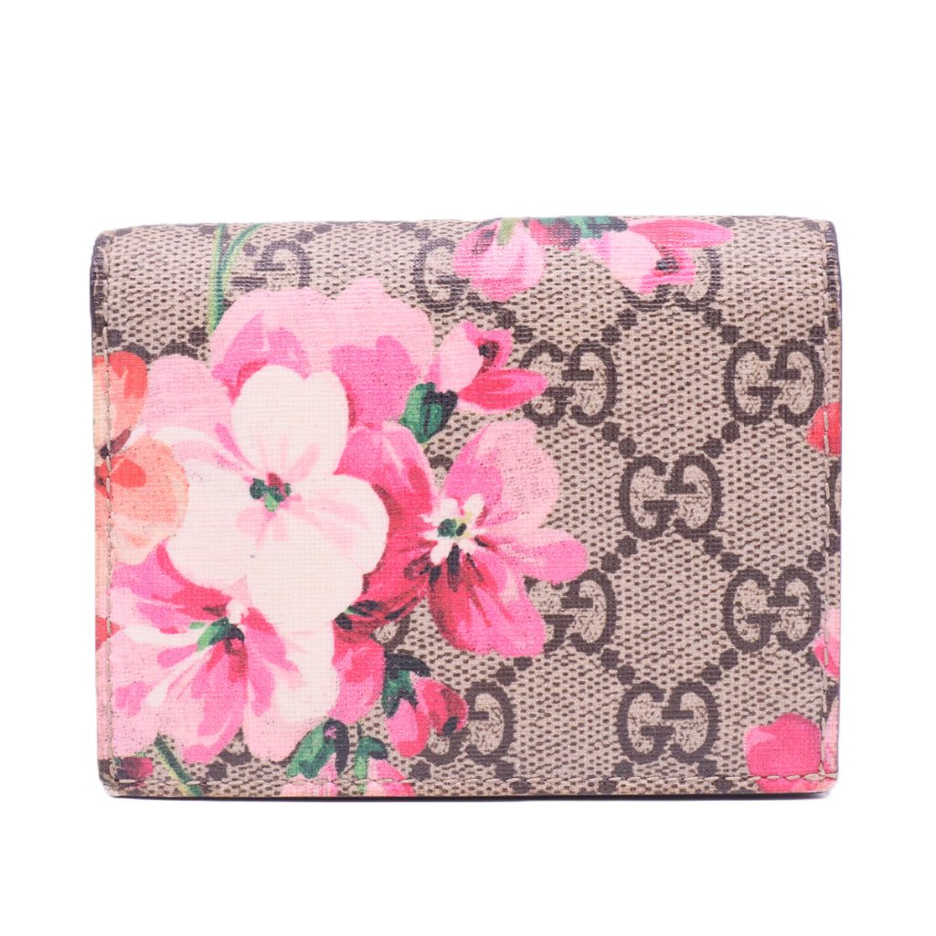 GG Supreme Monogram Blooms Card Case Wallet