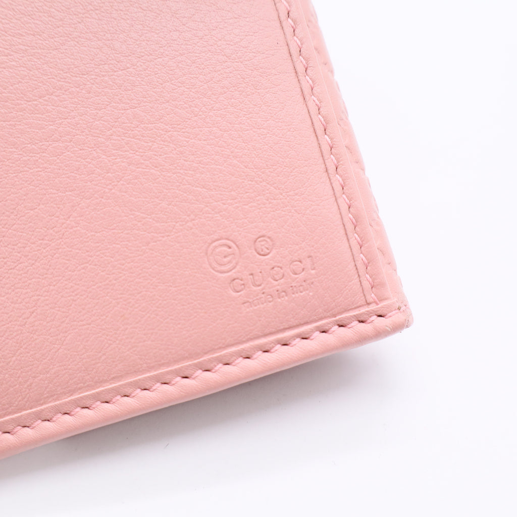 Pink Micro-Guccissima Leather Long Flap Wallet W20656
