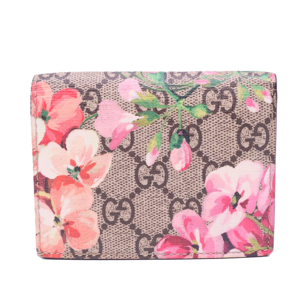 GG Supreme Monogram Blooms Card Case Wallet