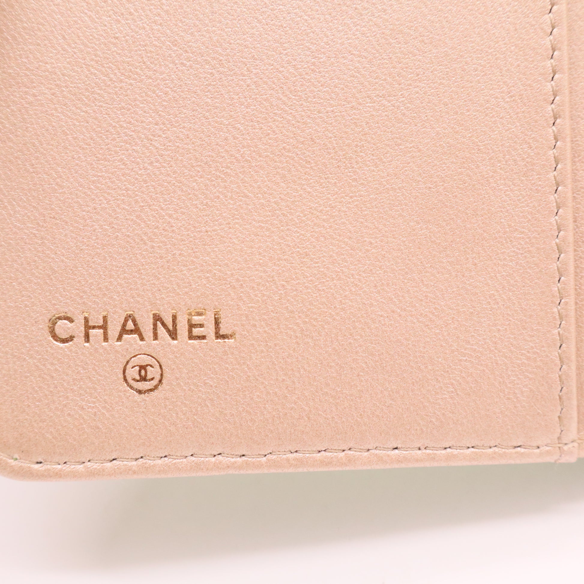 Lambskin Embossed Camellia Large Gusset Flap Wallet