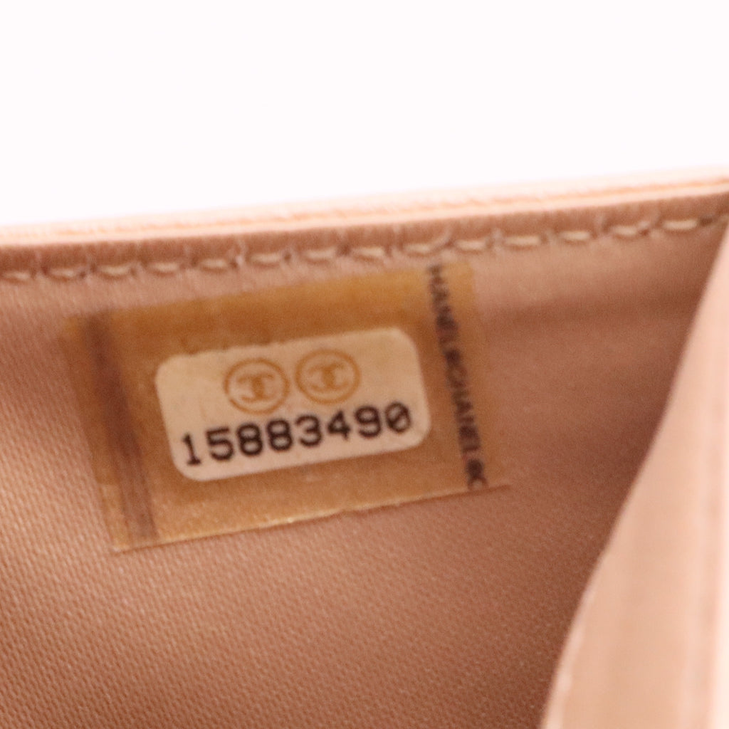 Lambskin Embossed Camellia Large Gusset Flap Wallet