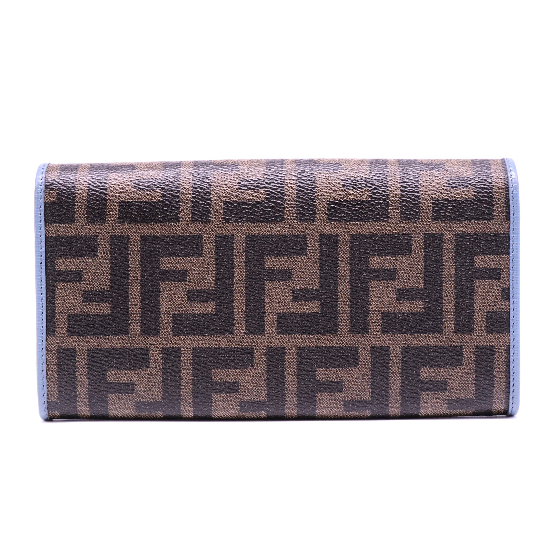 Brown/Blue Zucca Coated Canvas and Leather Flap Continental Wallet