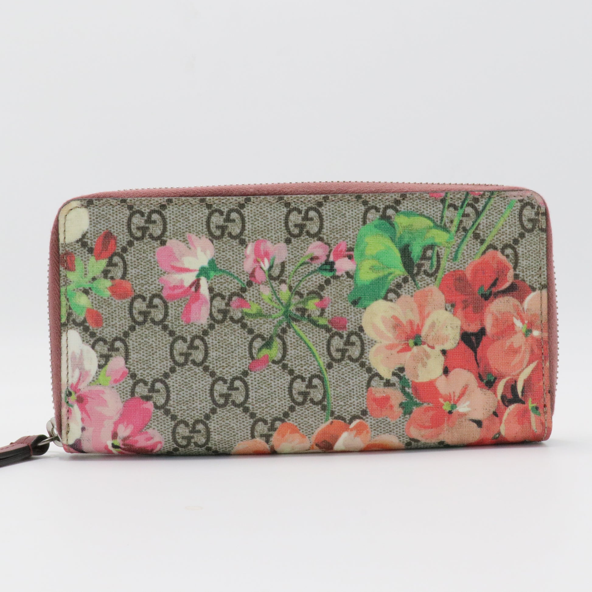 Zip Around Wallet Blooms Print GG Coated Canvas