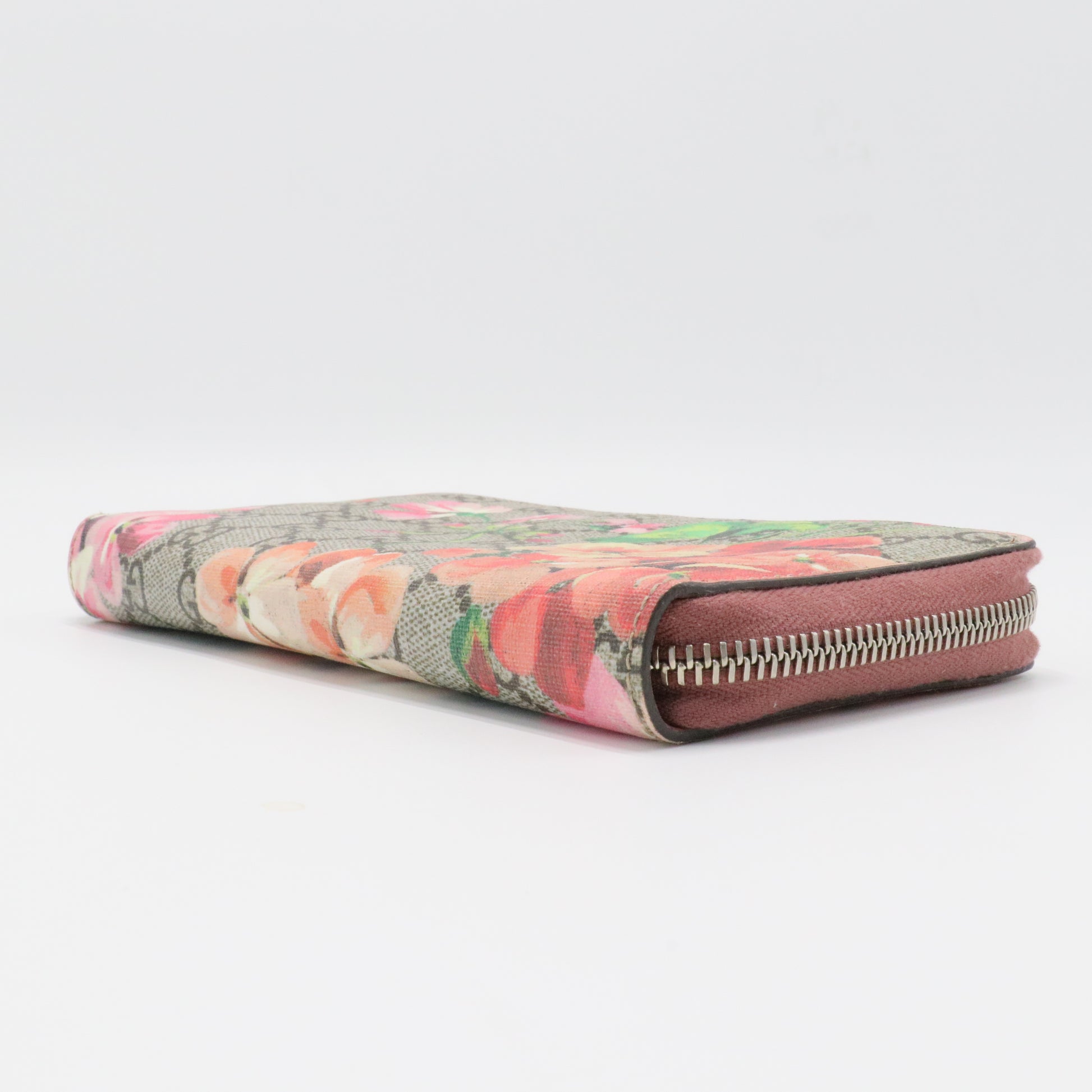 Zip Around Wallet Blooms Print GG Coated Canvas