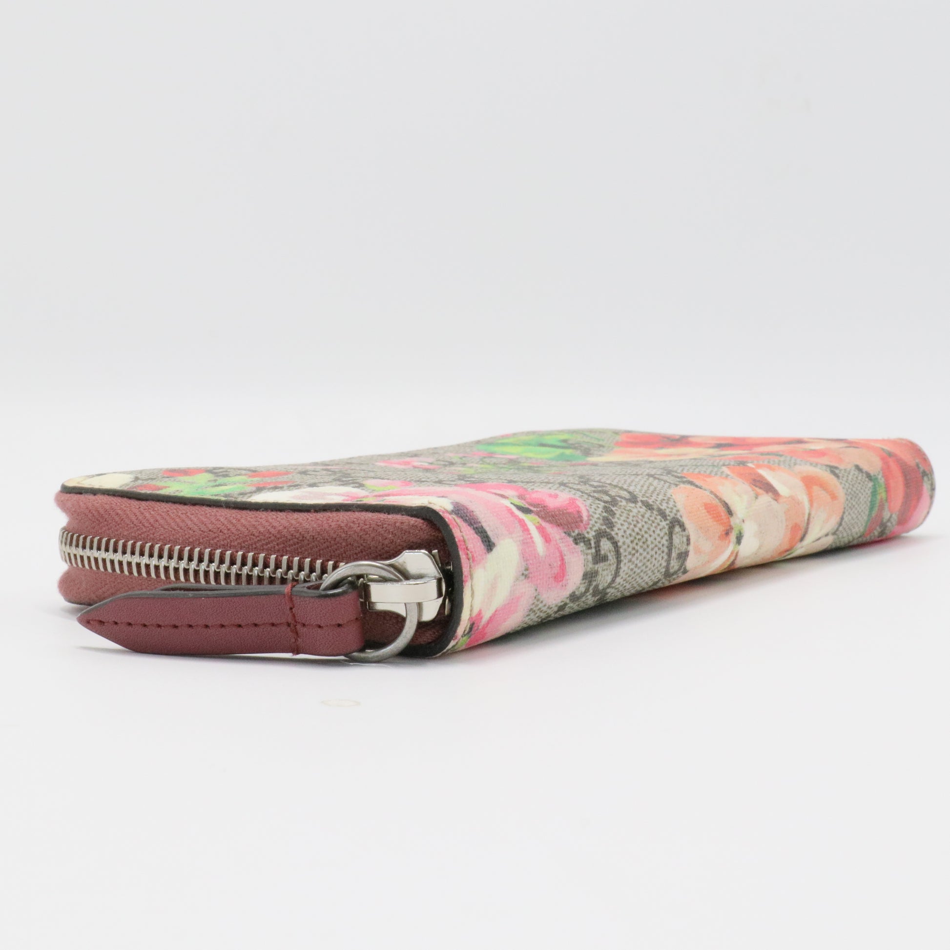 Zip Around Wallet Blooms Print GG Coated Canvas