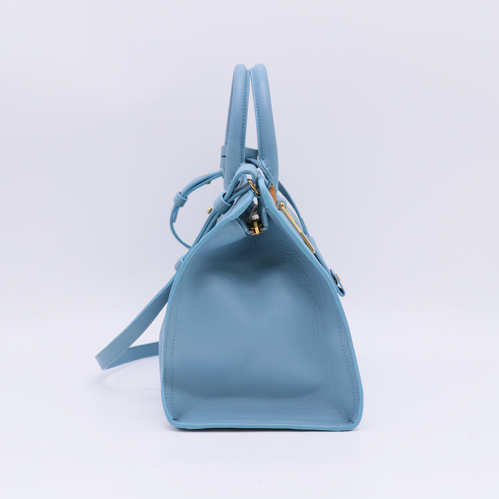 "Yves Saint Laurent Light Blue Calfskin Leather Small Cabas ChYc Bag twins B22647