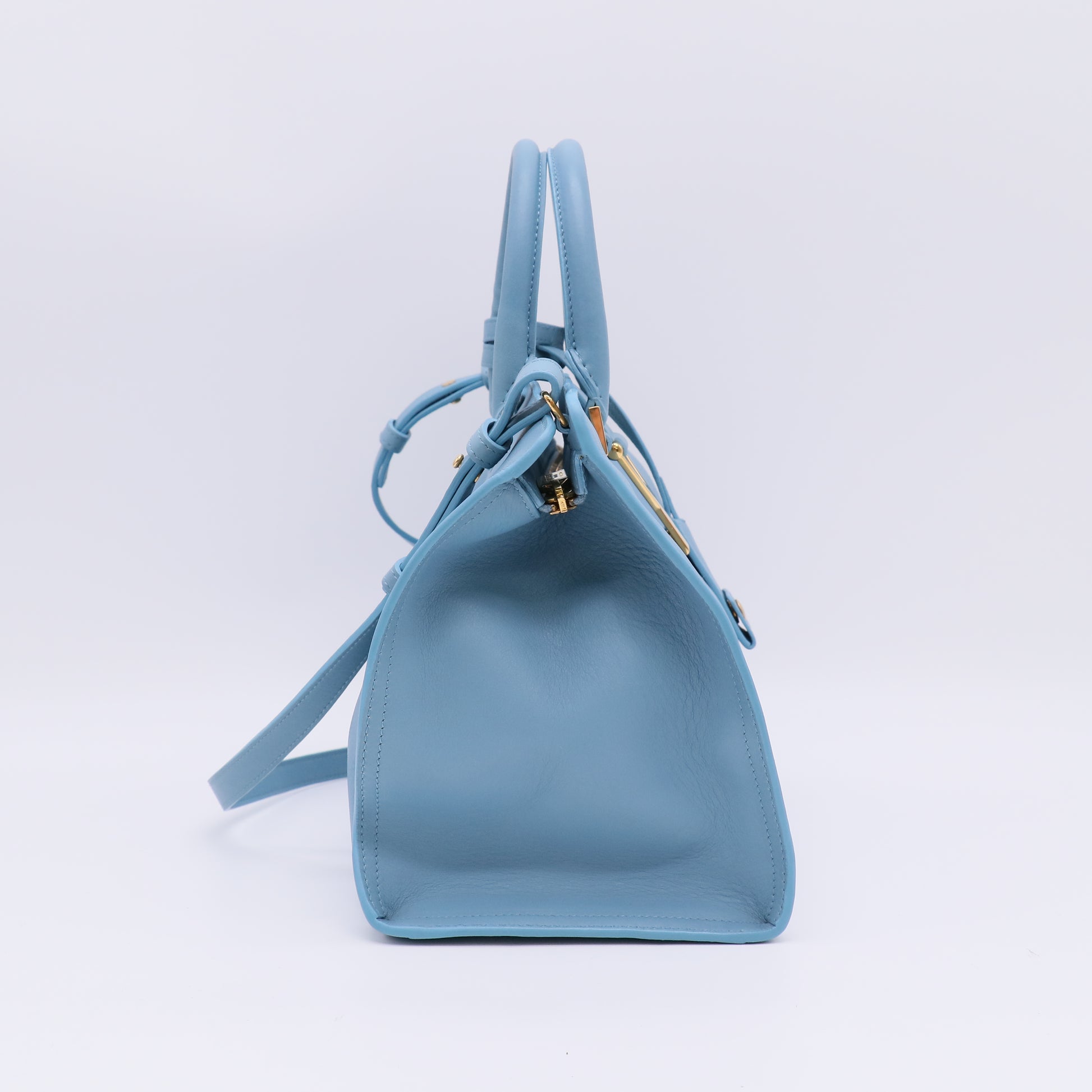 "Yves Saint Laurent Light Blue Calfskin Leather Small Cabas ChYc Bag twins B22647