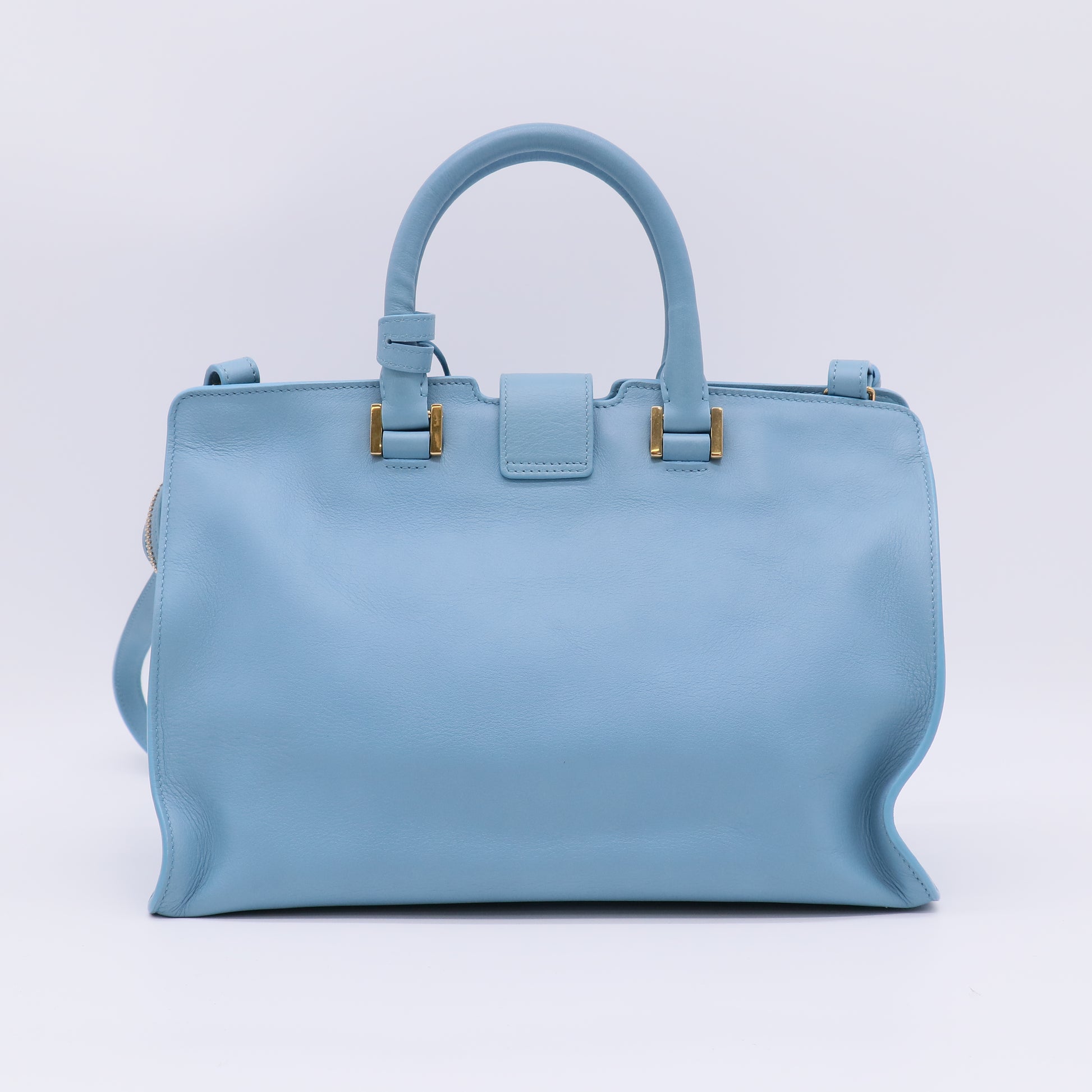 "Yves Saint Laurent Light Blue Calfskin Leather Small Cabas ChYc Bag twins B22647