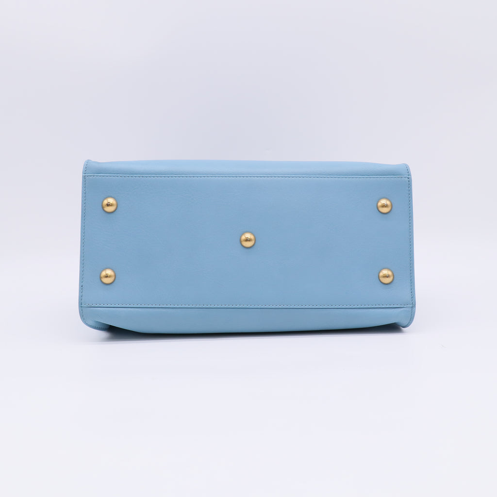 "Yves Saint Laurent Light Blue Calfskin Leather Small Cabas ChYc Bag twins B22647