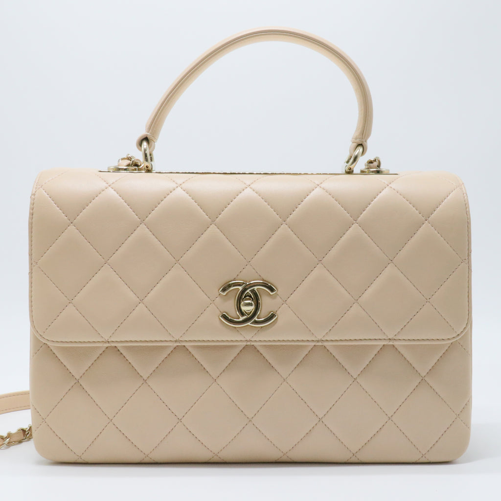 Lambskin Quilted Medium Trendy CC Flap Dual Handle Bag
