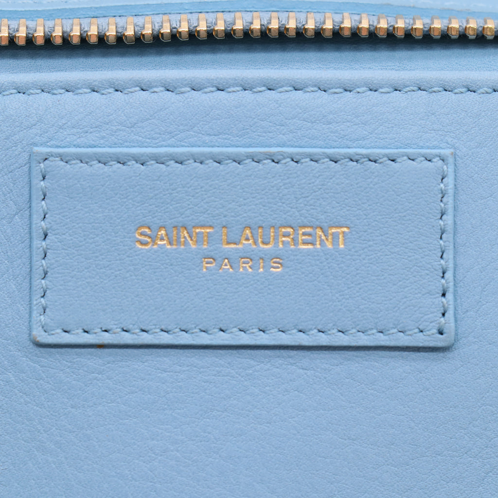"Yves Saint Laurent Light Blue Calfskin Leather Small Cabas ChYc Bag twins B22647
