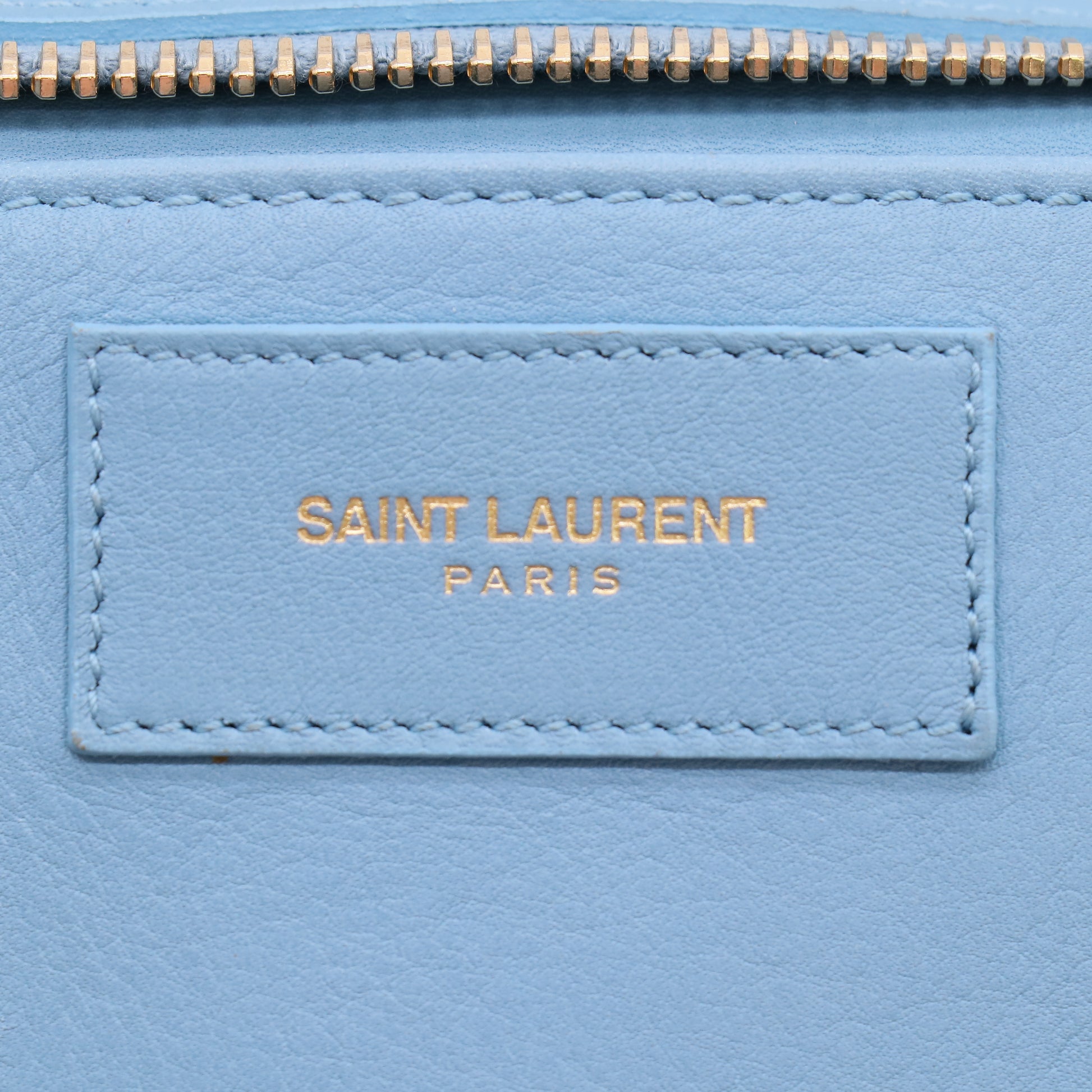 "Yves Saint Laurent Light Blue Calfskin Leather Small Cabas ChYc Bag twins B22647