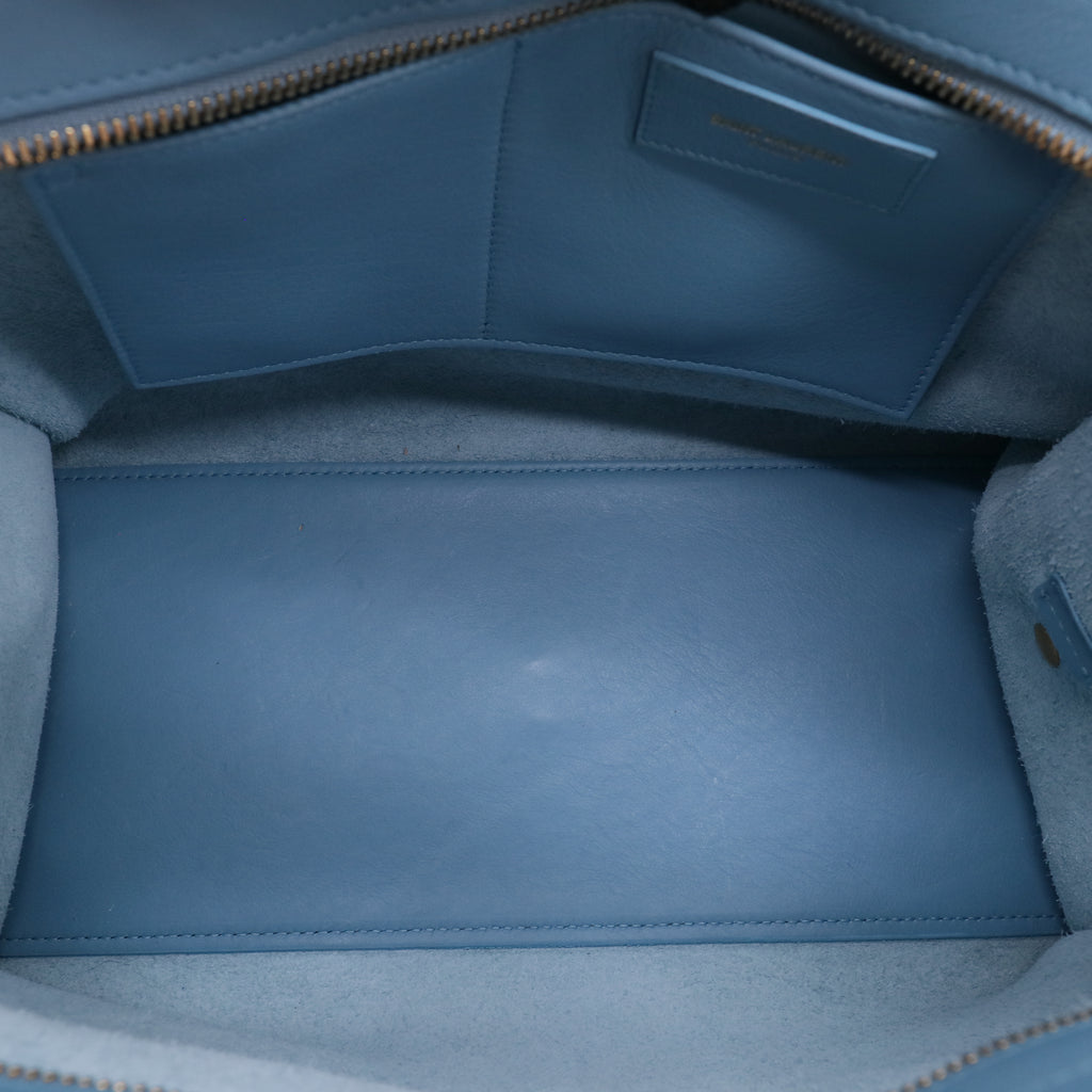 "Yves Saint Laurent Light Blue Calfskin Leather Small Cabas ChYc Bag twins B22647