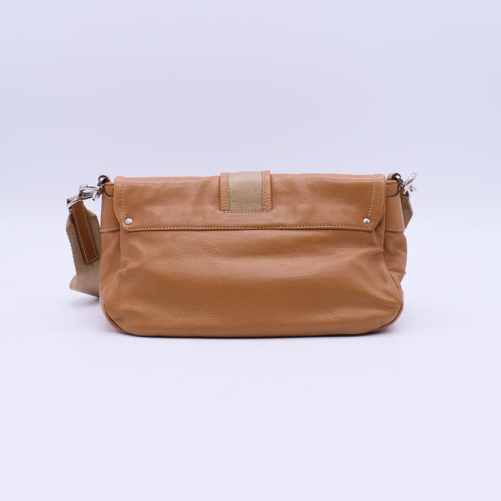 Prada Brown Leather Shoulder Bag Italy twins LDJ3964
