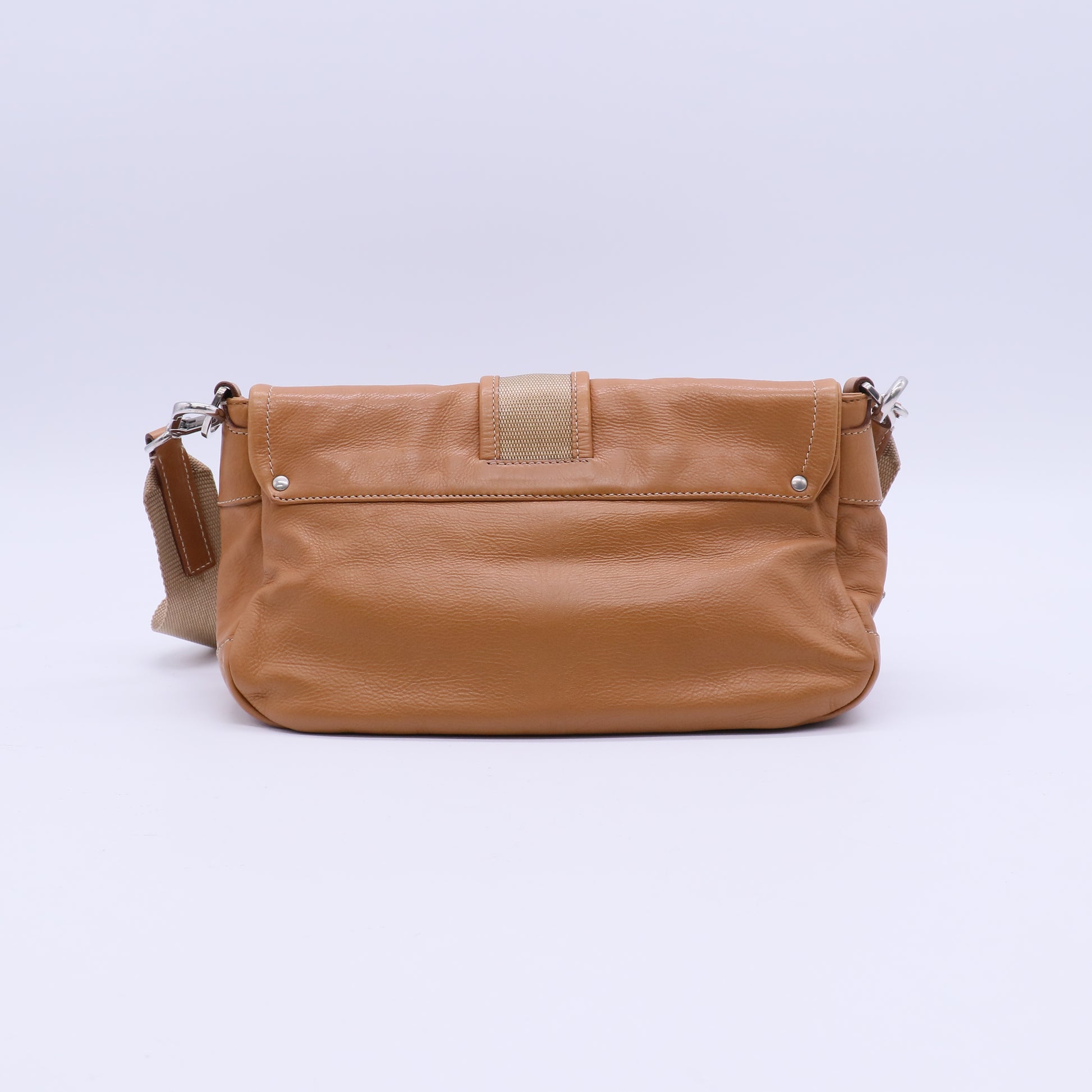 Prada Brown Leather Shoulder Bag Italy twins LDJ3964